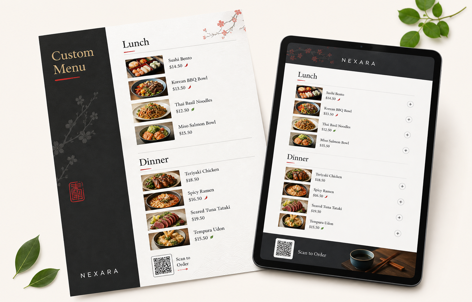 Custom restaurant menu preview