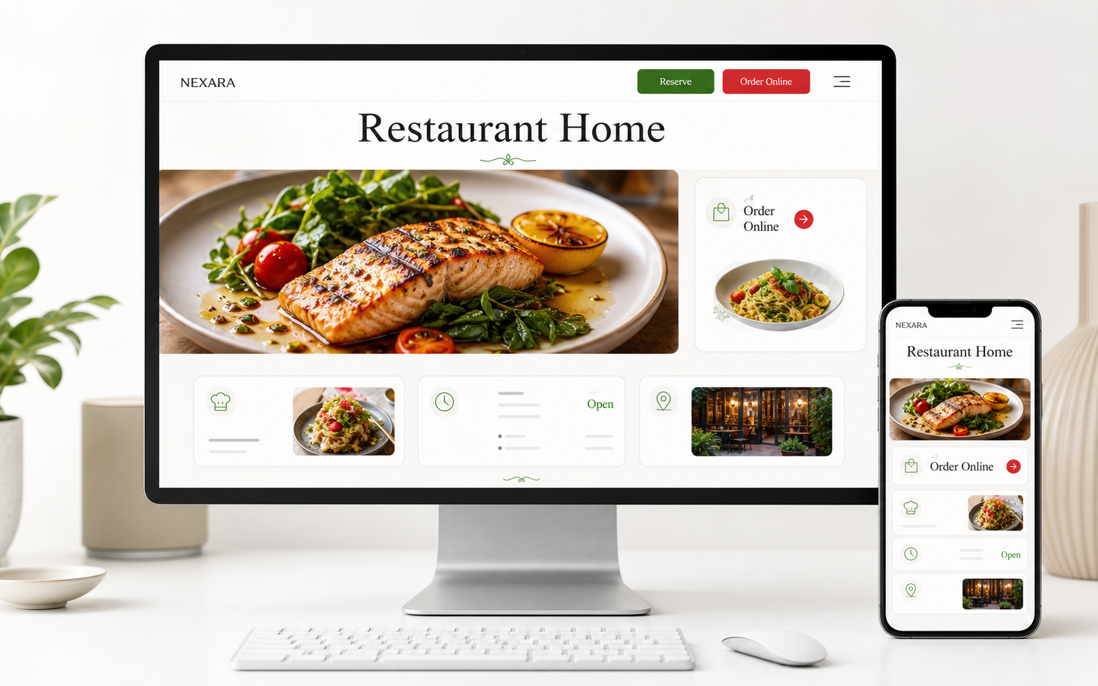 Custom restaurant website homepage preview
