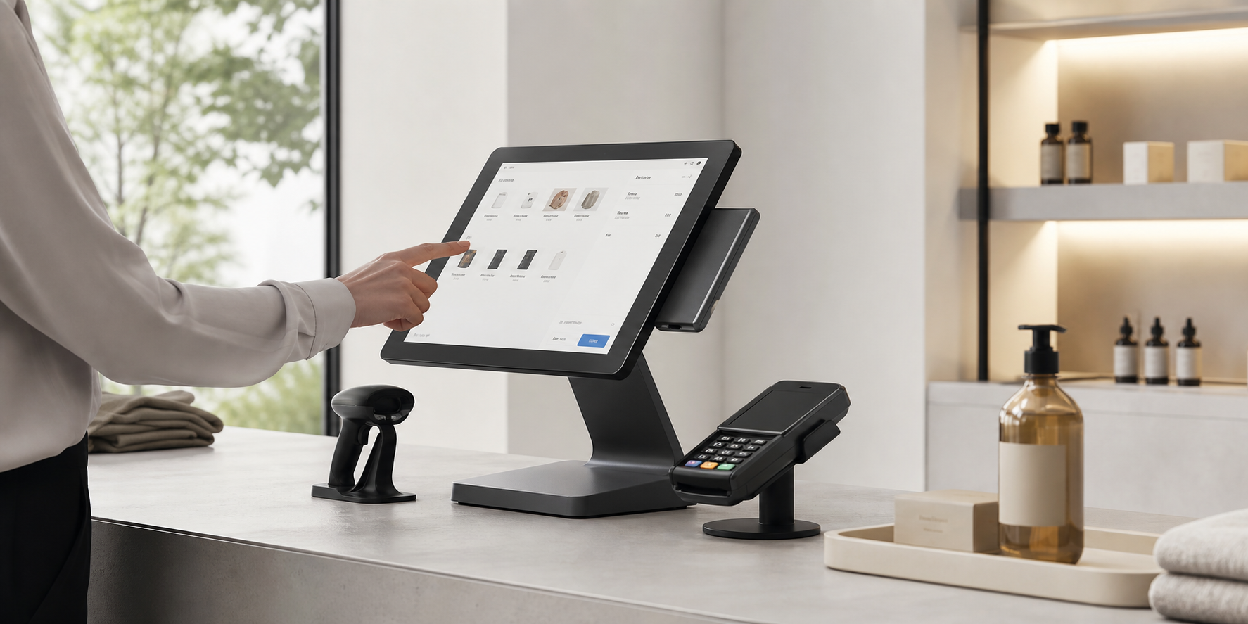 Nexara POS を使用した最新の小売レジ カウンター