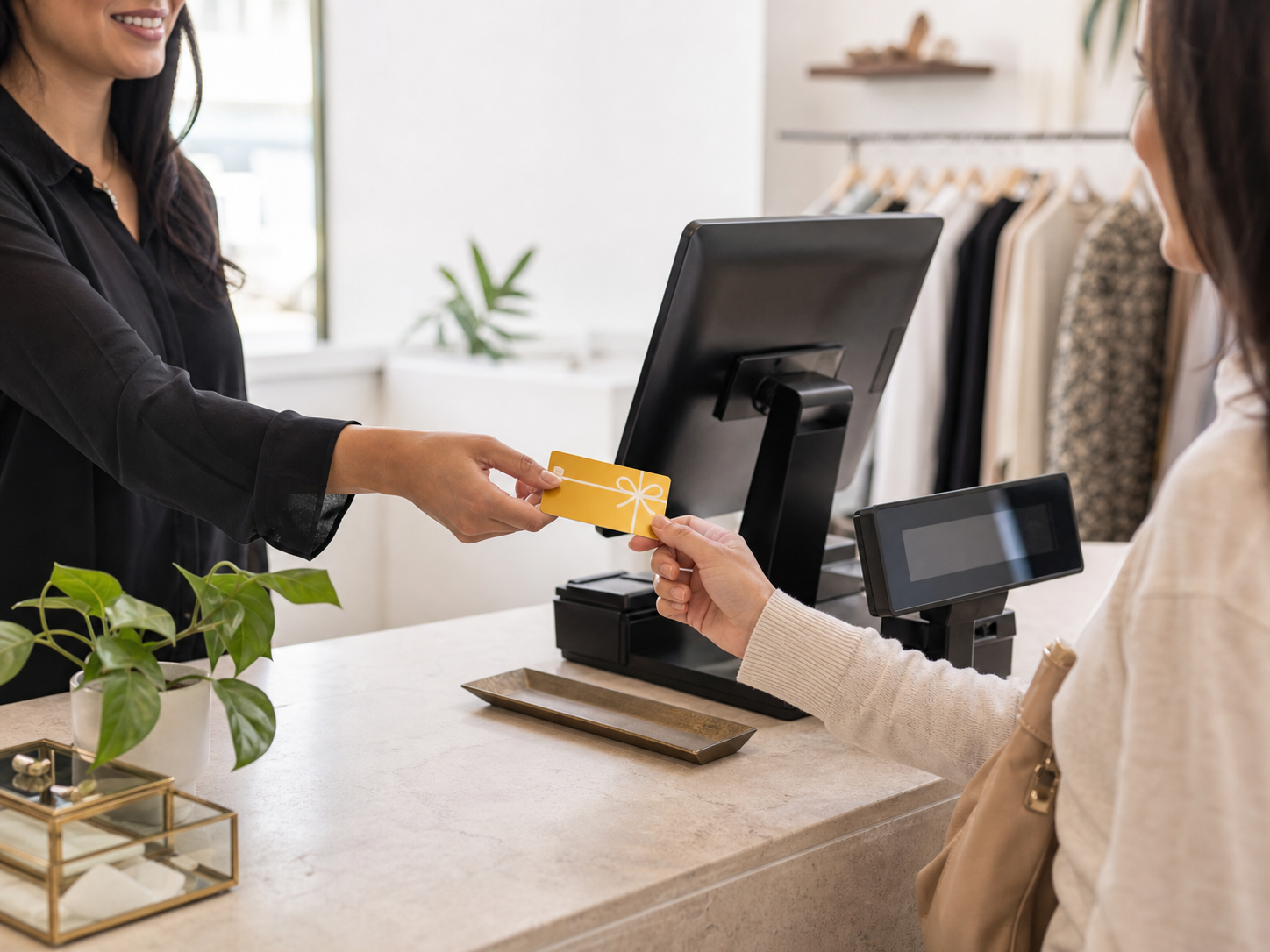 Photorealistic gift card promotion and checkout moment